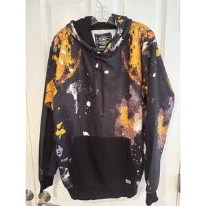 DASH Men’s Pullover Hoodie Graphic Print Drawstring w/ Pockets Black 2XL